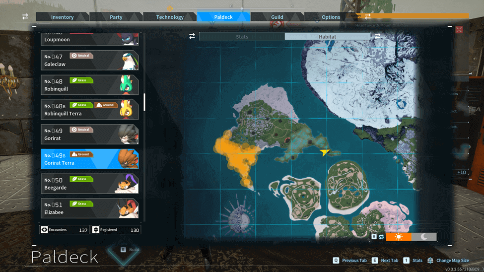 Gorirat Terra pal (Location Map) is found in the southwest part of Sakurajima Island