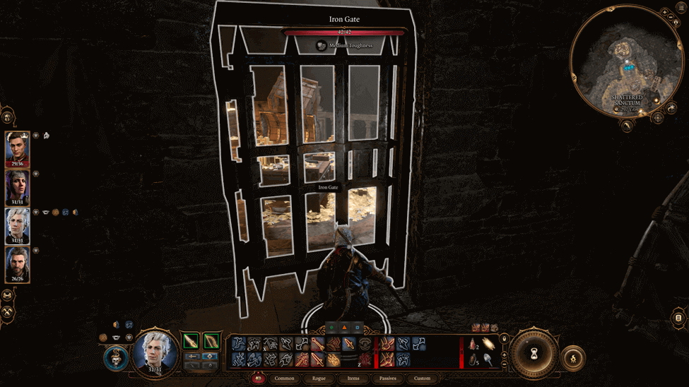 Lockpicking Iron Gate in Shattered Sanctum