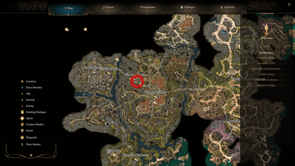 Windmill location map in the blighted village