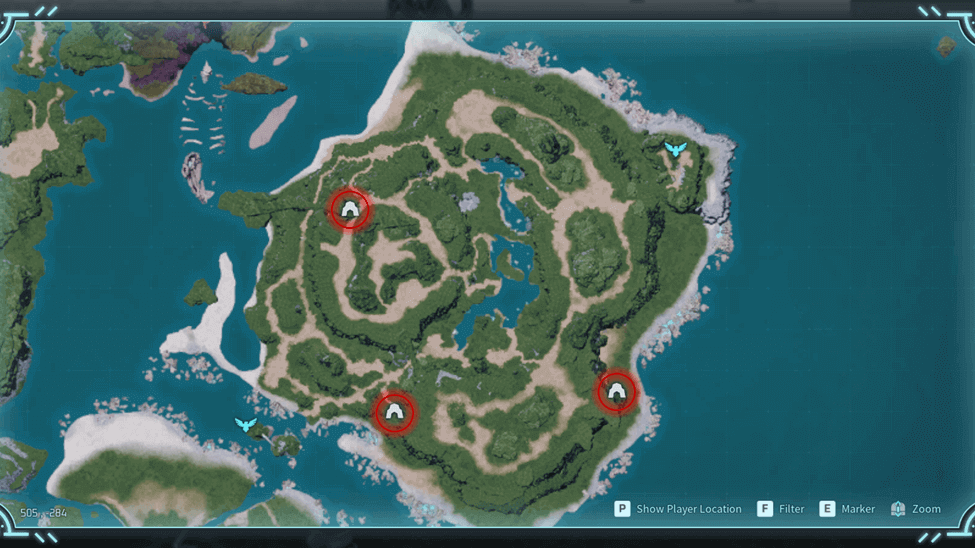 Dungeon Locations in Eastern Wild Island