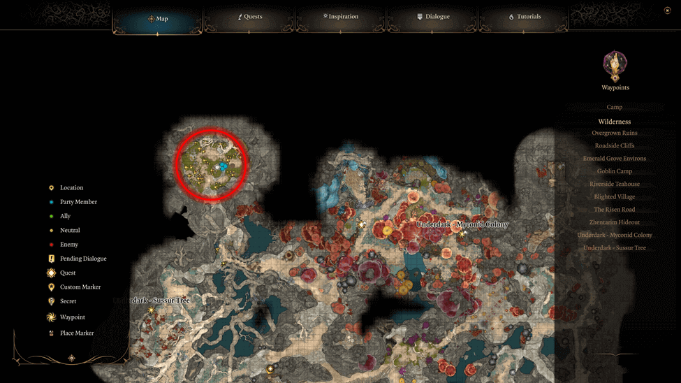 Bibberband Grotto location map in the Myconid Colony