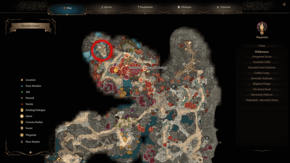 Icy Metal Location map in the underdark