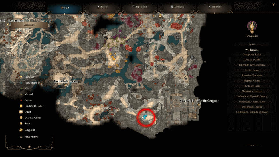 the Spectator location map in Underdark