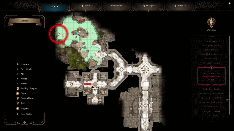 Githyanki Egg Location map in Githyanki Creche