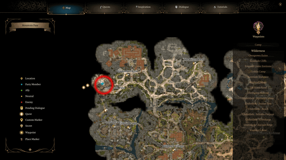 The Githyanki Patrol location map in Waukeen’s Rest