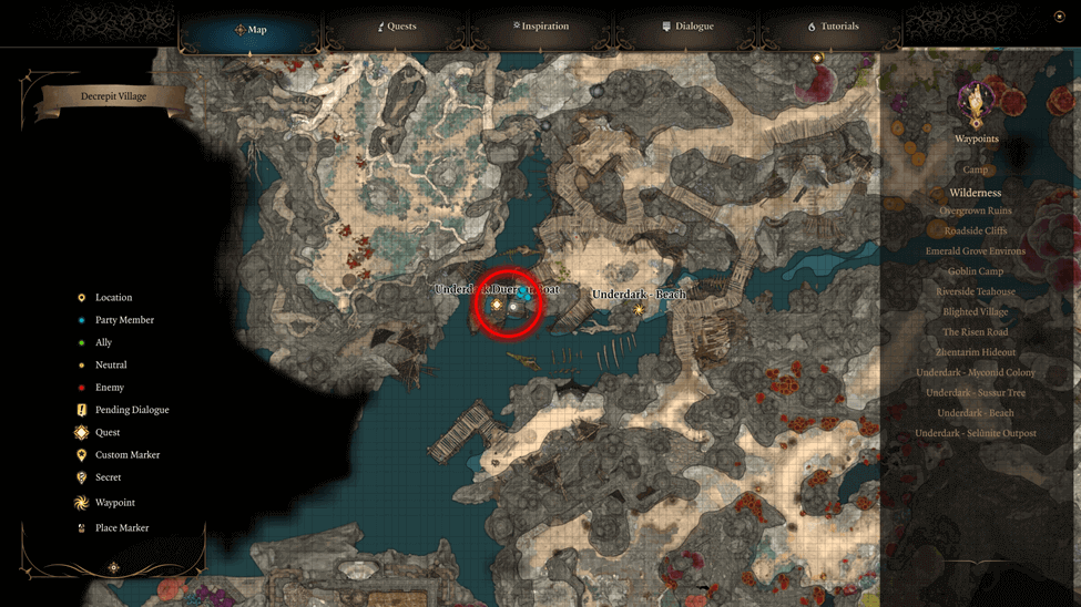 Duergar Boat Location map