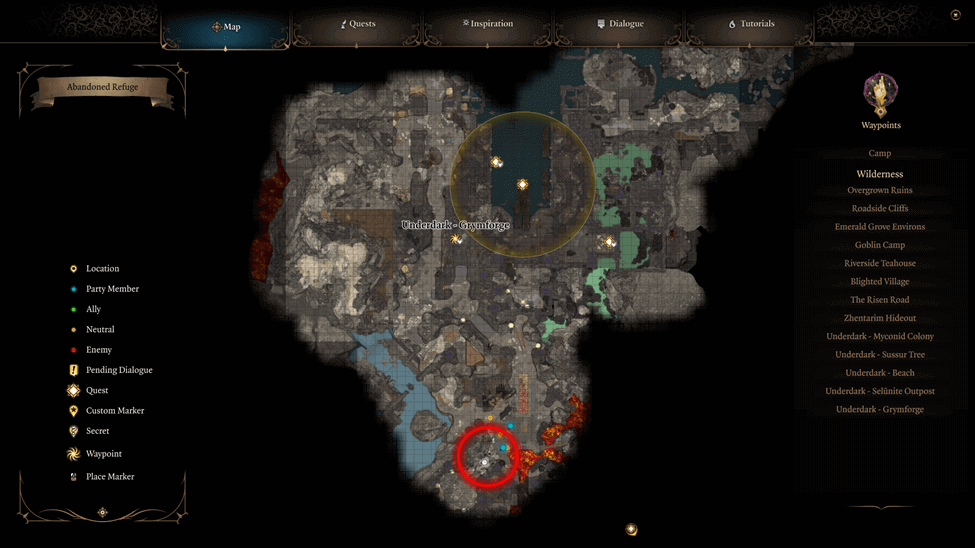 Nere Location map in Grymforge