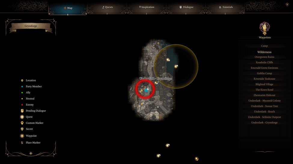 Stonemason Kith location map in Grymforge