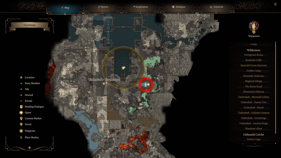 Grymforge Elevator location map