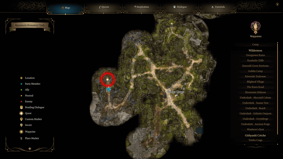 Rosymorn Monastery Trail location map