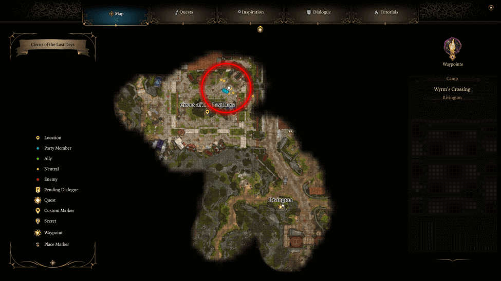 Ambush Location map at the circus