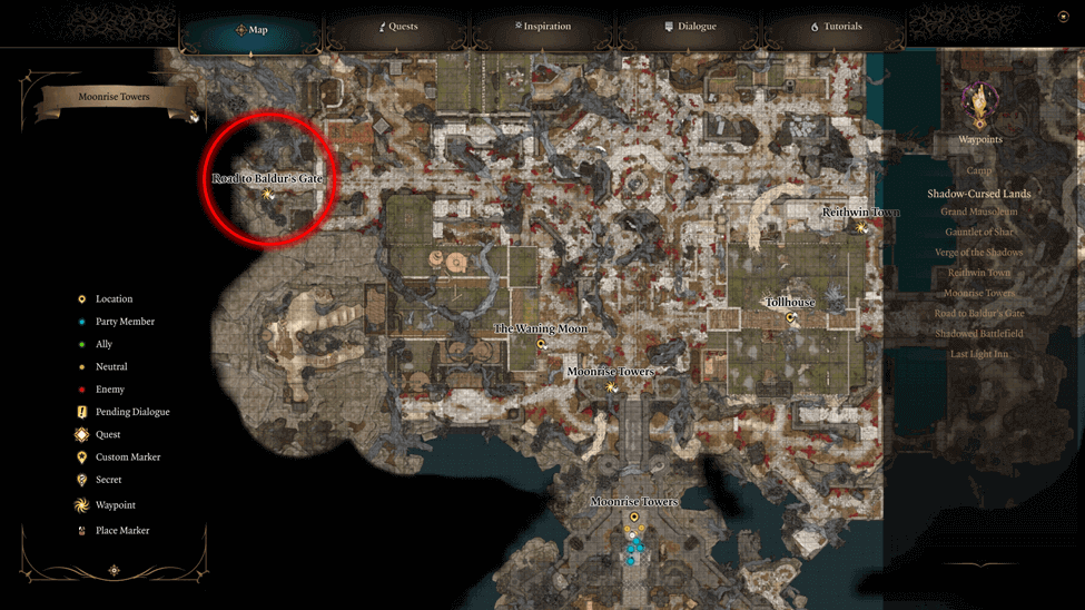 Road To Baldur’s Gate Location map