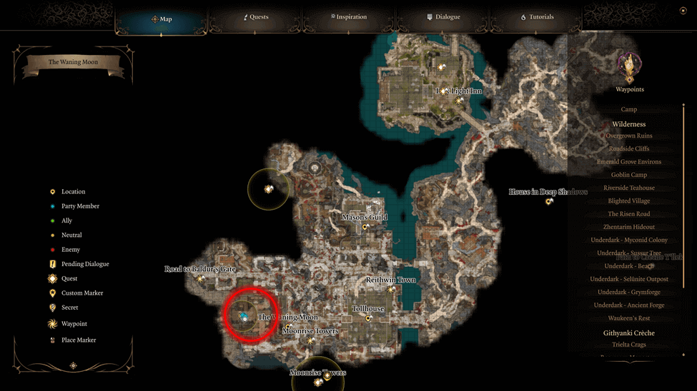 The Waning Moon Location map