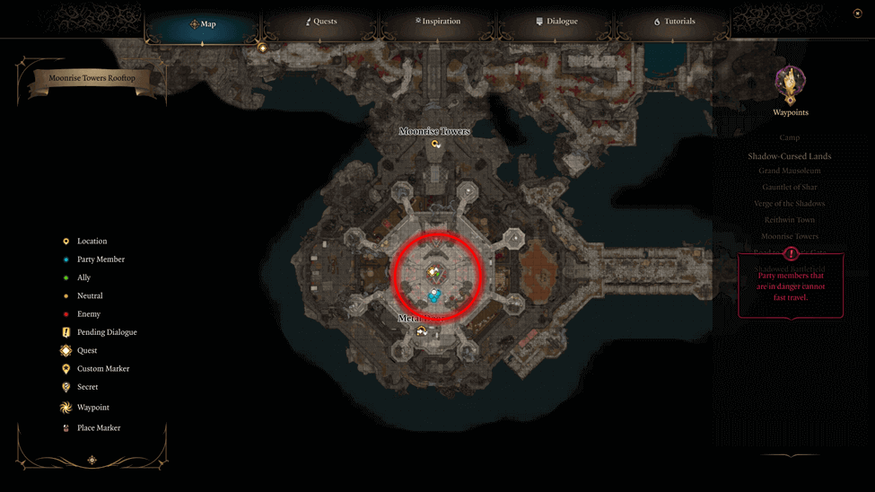 Ketheric Thorm location map in moonrise towers