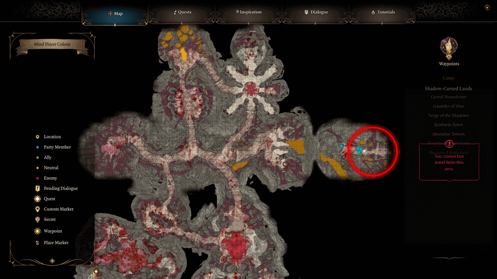 Ketheric Thorm location map in Mind Flayer Colony