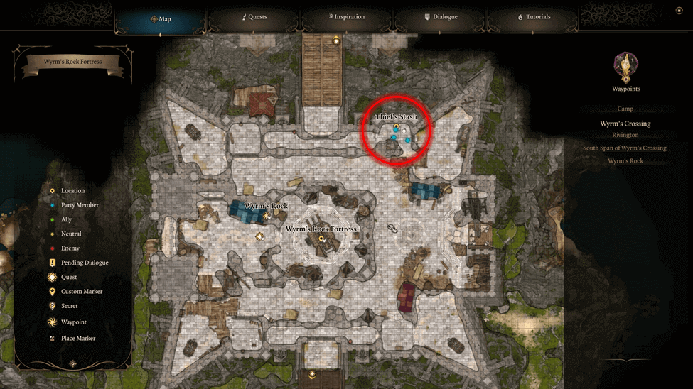 Reynash Stash Location map in the Wyrm’s Rock Fortress