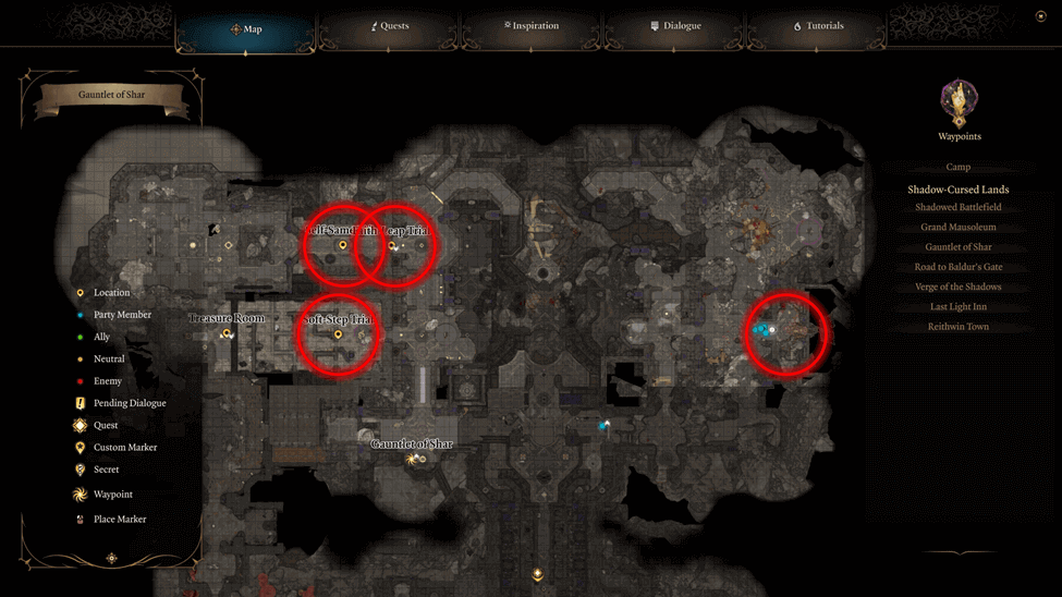 Umbral Gem Locations map